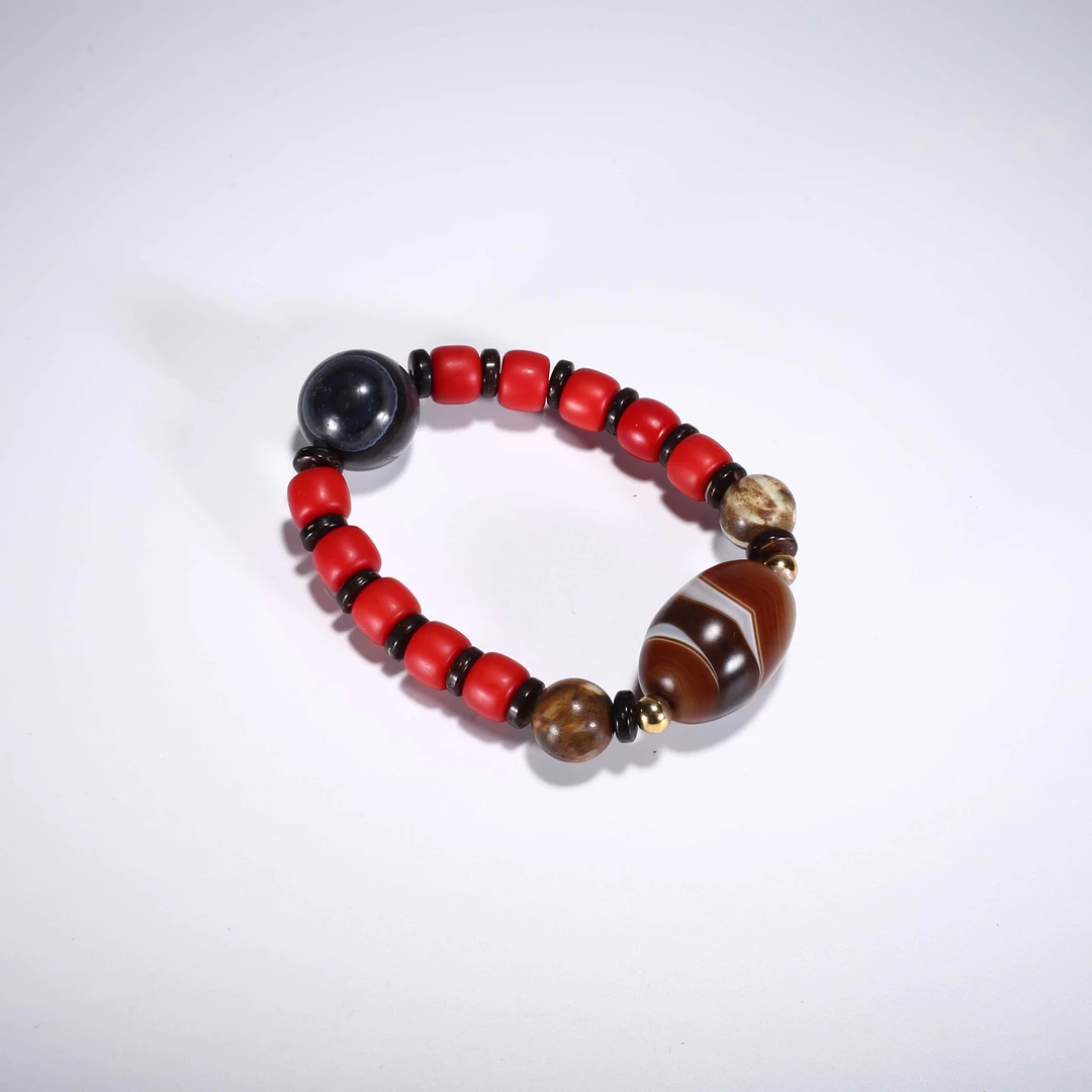 【济文阁】JFYG20829452民国 雪巴缠丝玛瑙手链