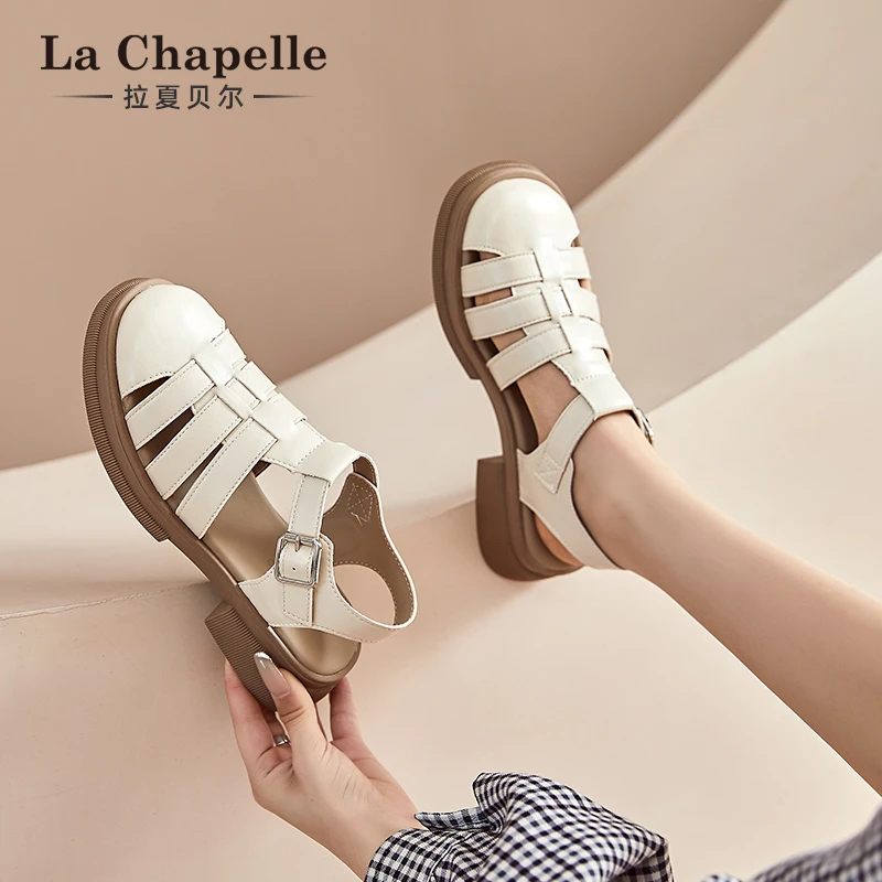 拉夏贝尔凉鞋女2025夏季新款透气镂空洞洞鞋厚底气质百搭时装女鞋