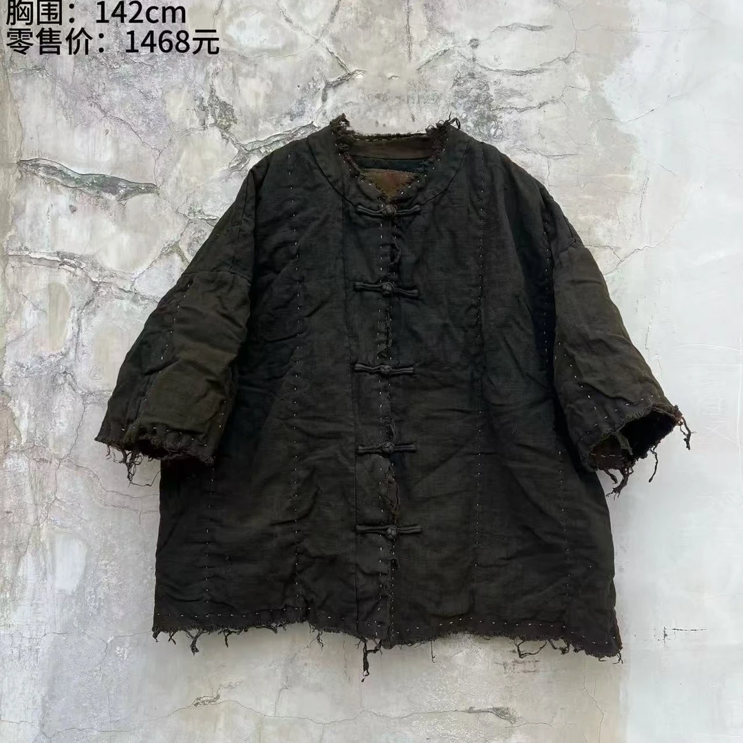 樆木手工百搭冬季黑色棉袄棉服棉衣中式新款国风爆款中长款外套