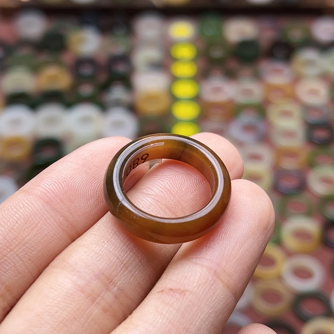 和田玉戒指未镶嵌12码楼兰青花