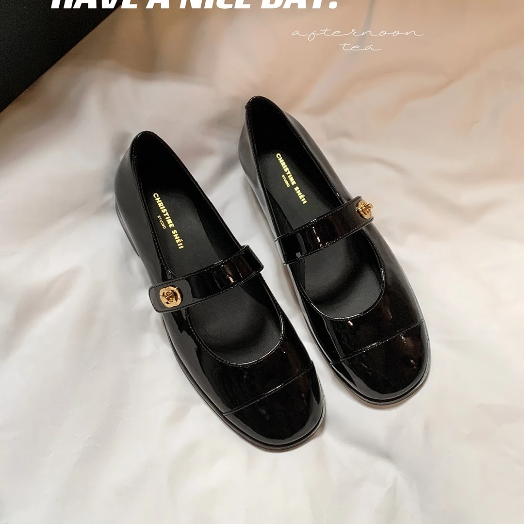 【潘可可专属】小香风扣带平底玛丽珍鞋女单鞋E4101014 ，E4101047