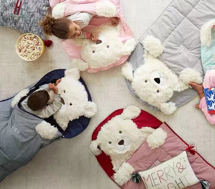 小熊唐尼可爱儿童 纯 棉柔软长毛绒大童睡袋防踢袋