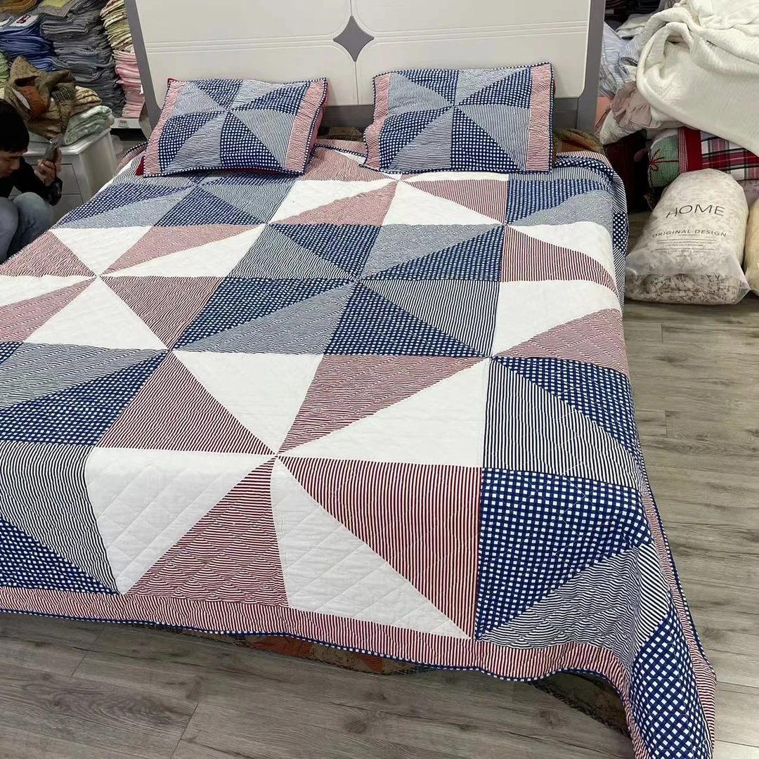 真拼，波点大床盖