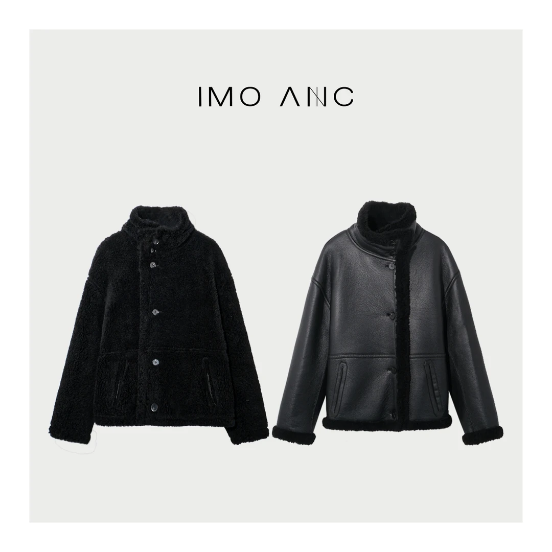 IM SO FANCY黑骑士全羊毛双面两穿皮毛外套SQ1424