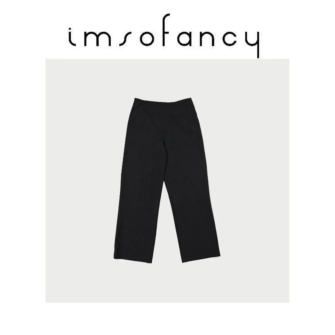 IM SO FANCYTR解压裤简约高腰慵懒直筒阔腿裤