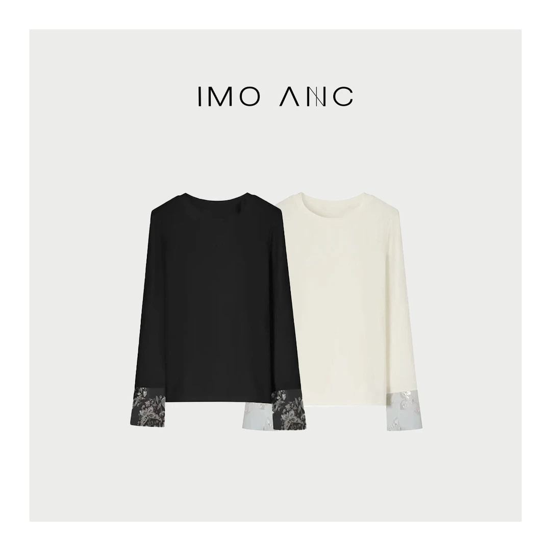 IM SO FANCY【蝶舞】新中式拼色妆花圆领T恤