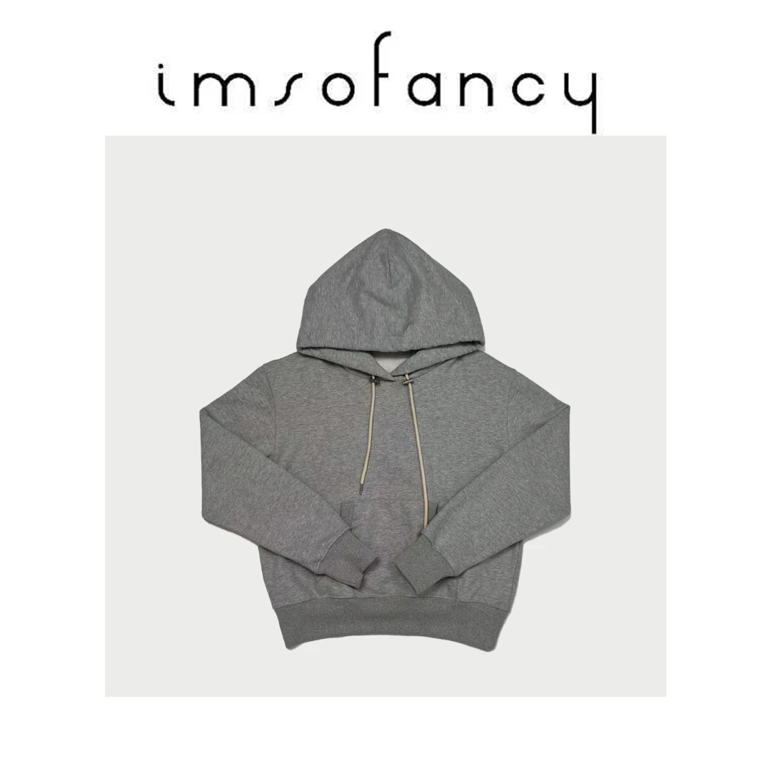 IM SO FANCY纯色袋鼠口袋百搭连帽抽绳卫衣