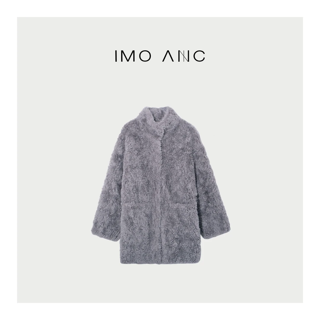IM SO FANCY【柒柒】紫灰泰迪高级气质保暖100澳毛大外套SQ1405