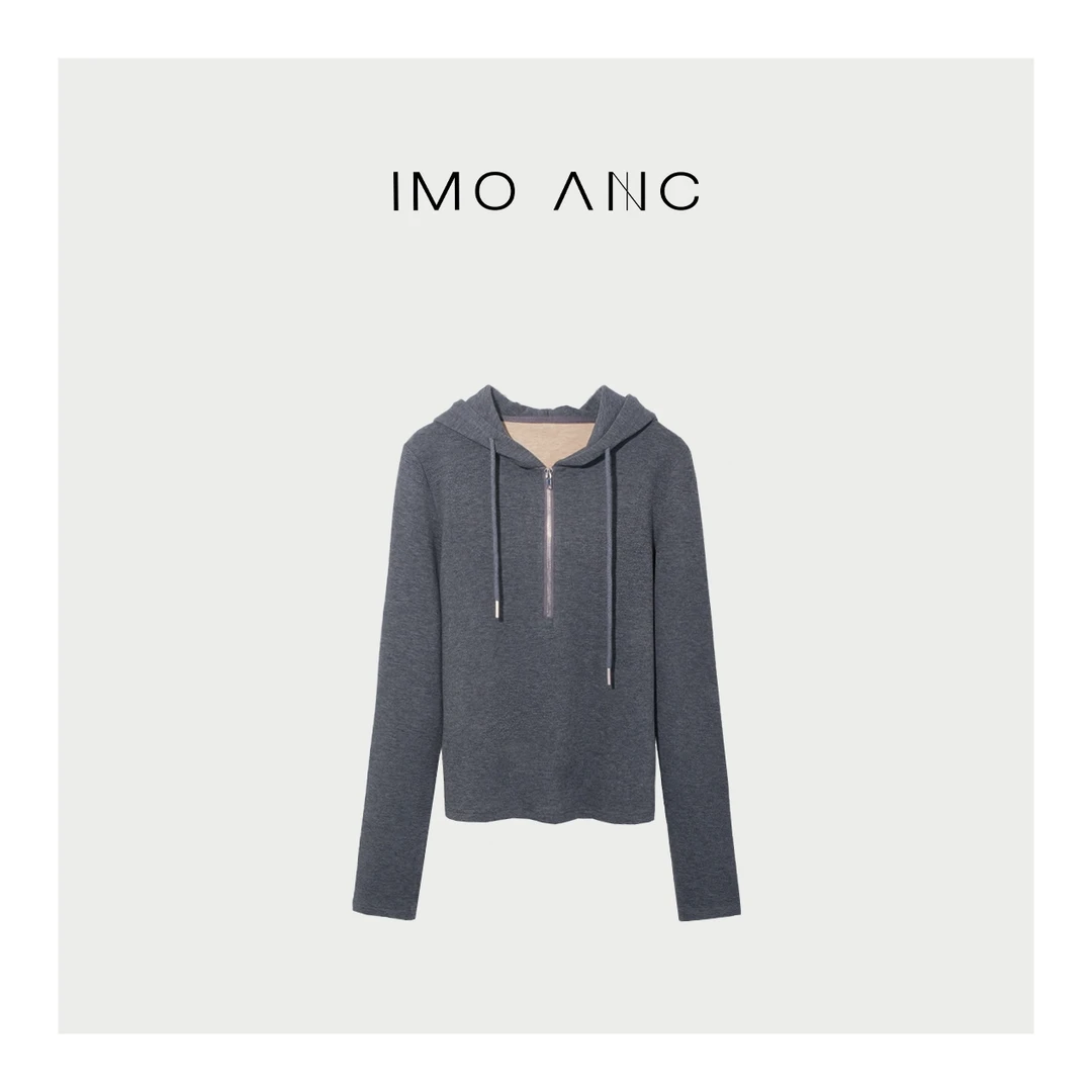 IM SO FANCY【柒柒】自发热德绒半拉链连帽卫衣D221