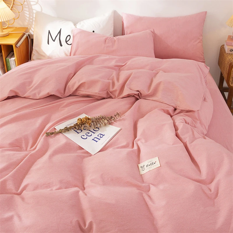 全棉长绒棉加厚活性印染磨毛四件套简约亲肤纯色