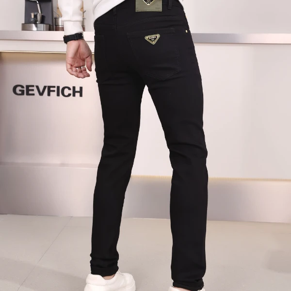 秋冬新款黑色男士牛仔裤男轻奢商务舒适百搭弹力修身小直筒裤7739