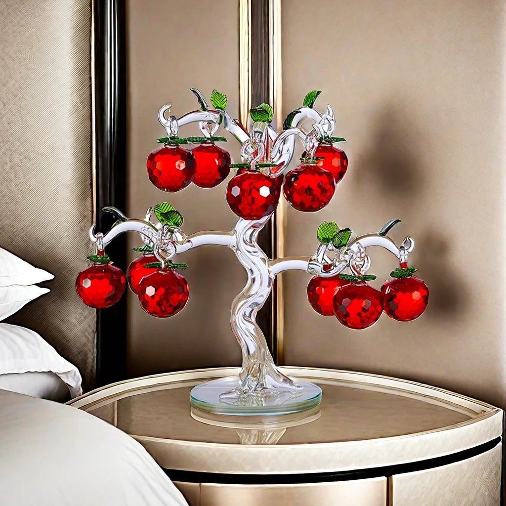 轻奢高档水晶红苹果树摆件家用玄关客厅电视柜酒柜装饰艺术品摆放