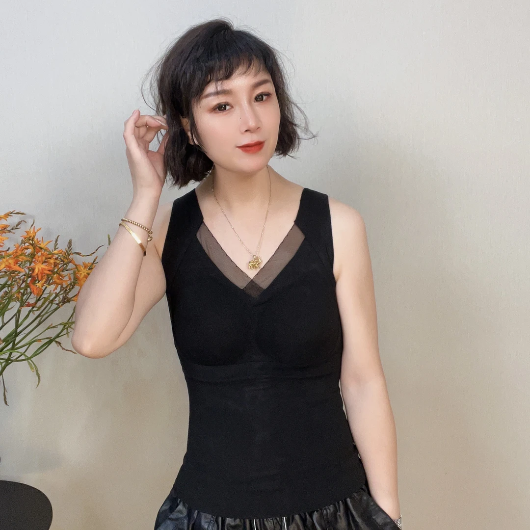 石墨烯保暖百搭网红无痕秋冬打底加厚背心