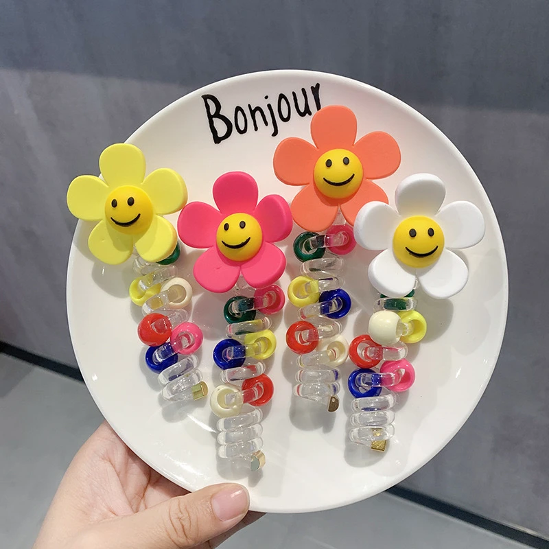 甜美高级感电话线发圈太阳花泡泡辫编发神器扎马尾发绳2024新款女