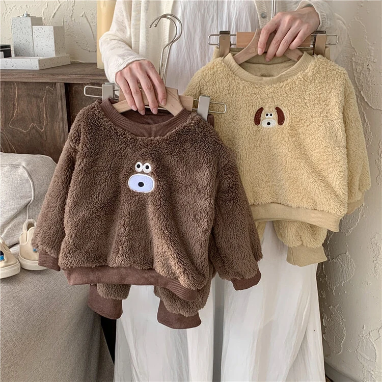 儿童秋冬保暖家居服男女宝宝卡通可爱家居服两件套