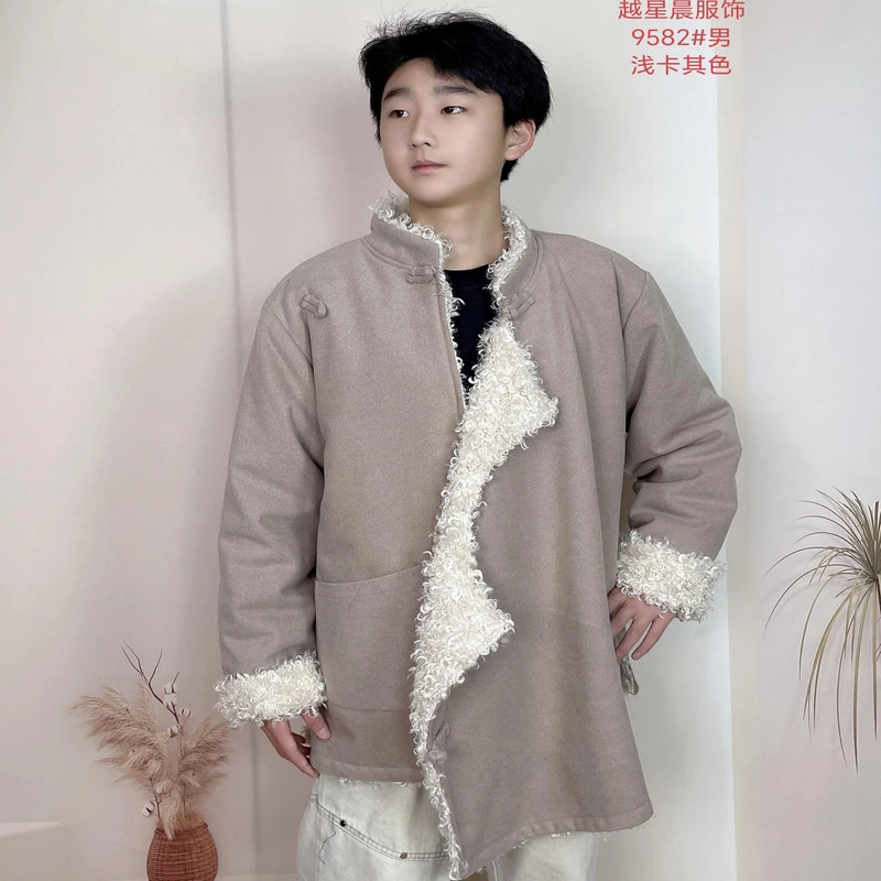 2024新款藏族服饰经典版男士加绒冬季藏服棉衣西藏服男款冬装素款