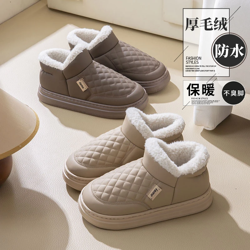 防滑防水棉鞋厚底雪地靴女冬季保暖加绒加厚2024新款情侣居家外穿