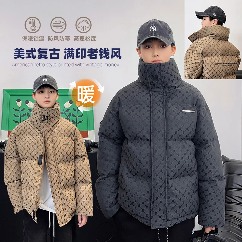 青少年棉服休闲秋冬潮流保暖加厚冬季国潮外套美式短款复古情侣