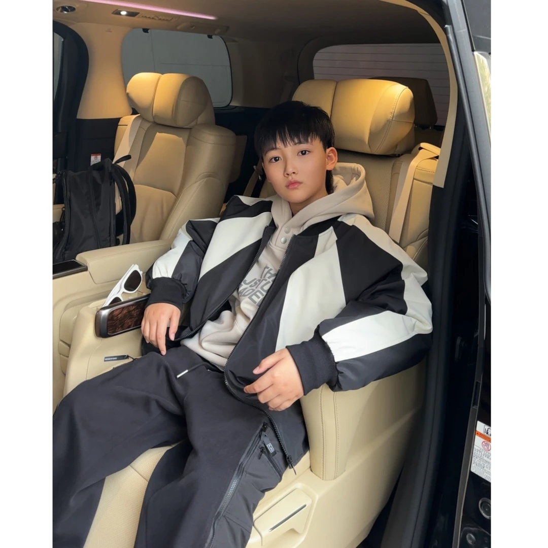 【现货】WT1221 小赖家亲子秋冬宽松休闲百搭拼接印花时尚男童外套