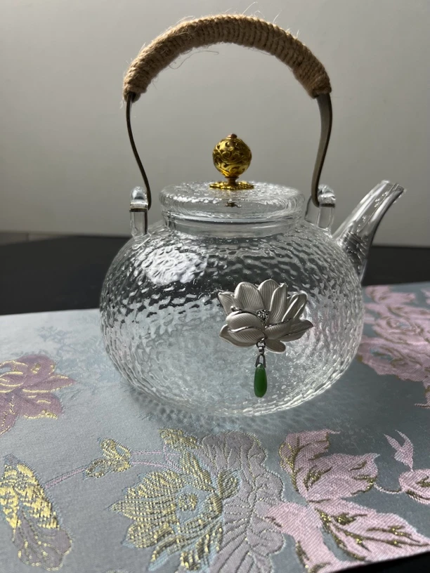 可煮茶的嵌银玻璃壶全新古风