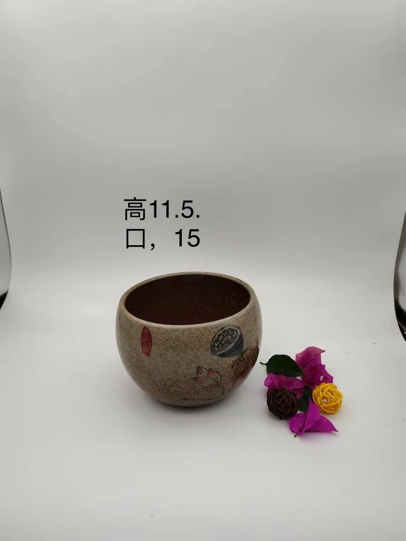 景德镇高温老陶泥青花陶瓷盆
