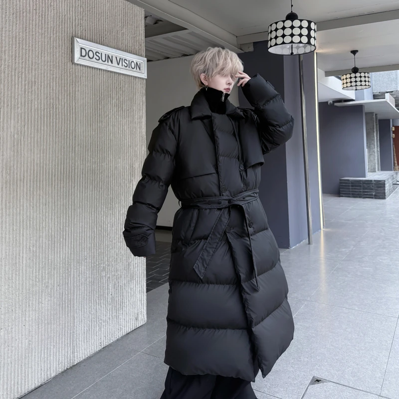 东北抗冻立领棉袄pu皮假两件中长款加厚保暖棉服外套男过膝棉衣潮