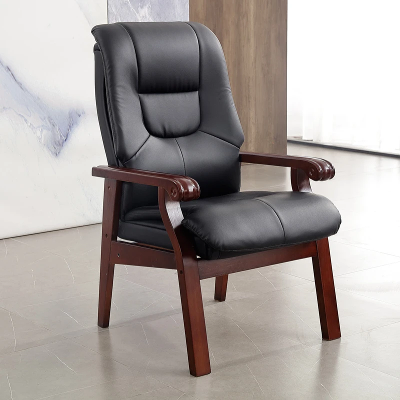 办公室老板四脚椅子实木扶手家用舒适电脑凳办公椅会议桌班前椅