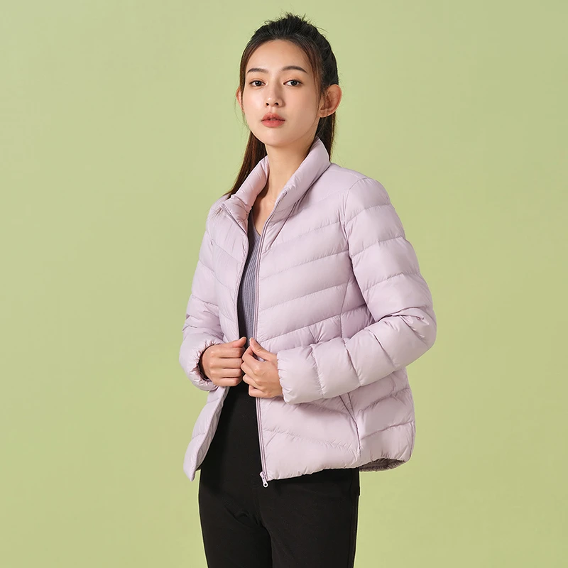 反季特价 坦博尔女春秋轻薄通勤休闲立领显瘦短款羽绒服TD336256