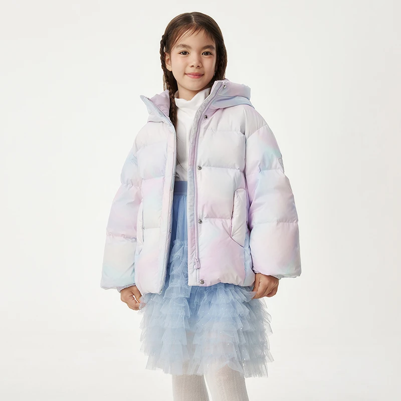 坦博尔儿童中大童羽绒服短款连帽炫彩潮流休闲冬加厚保暖外套306A
