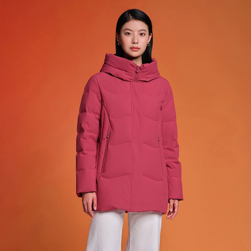 坦博尔羽绒服中长款冬季加厚大码妈妈中老年连帽厚款外套TD236506