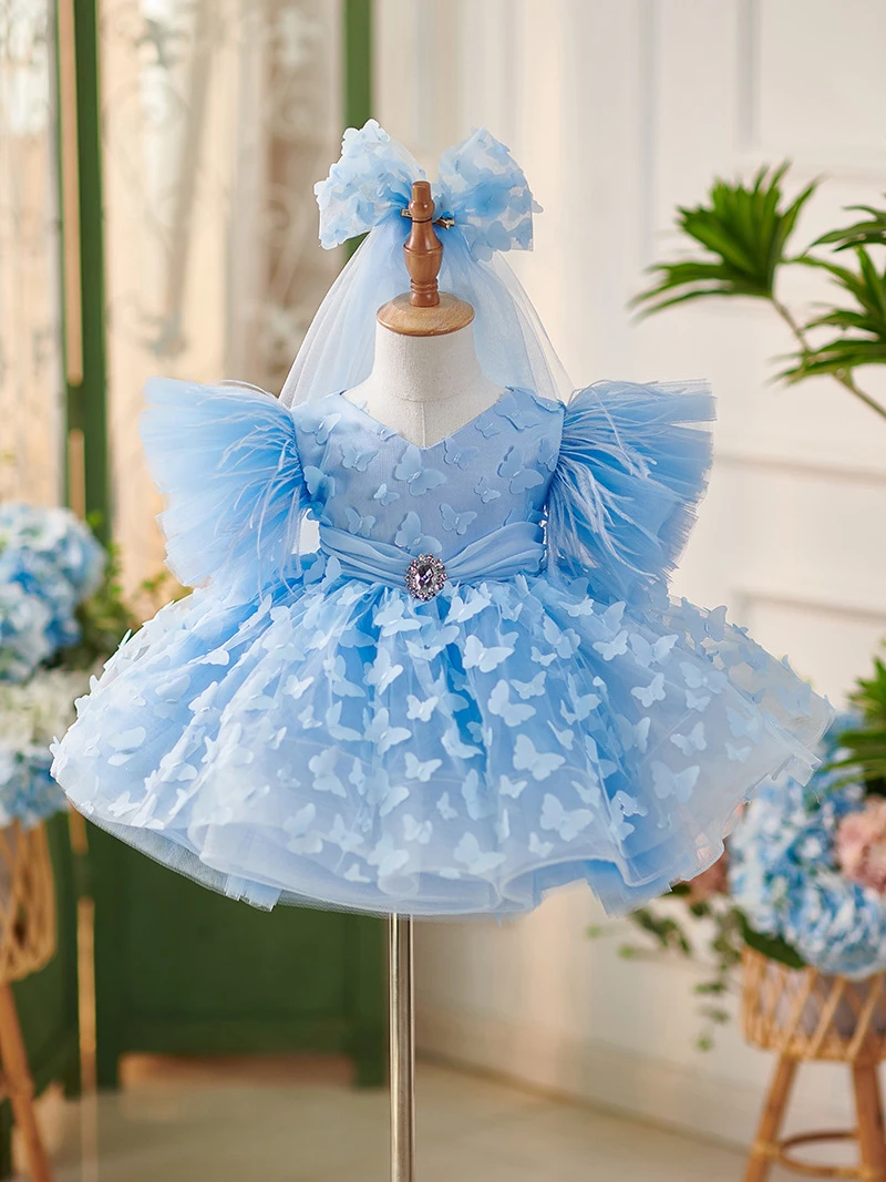 儿童礼服原创设计女童小纱裙礼服花童婚礼小女孩生日公主蓬蓬裙夏