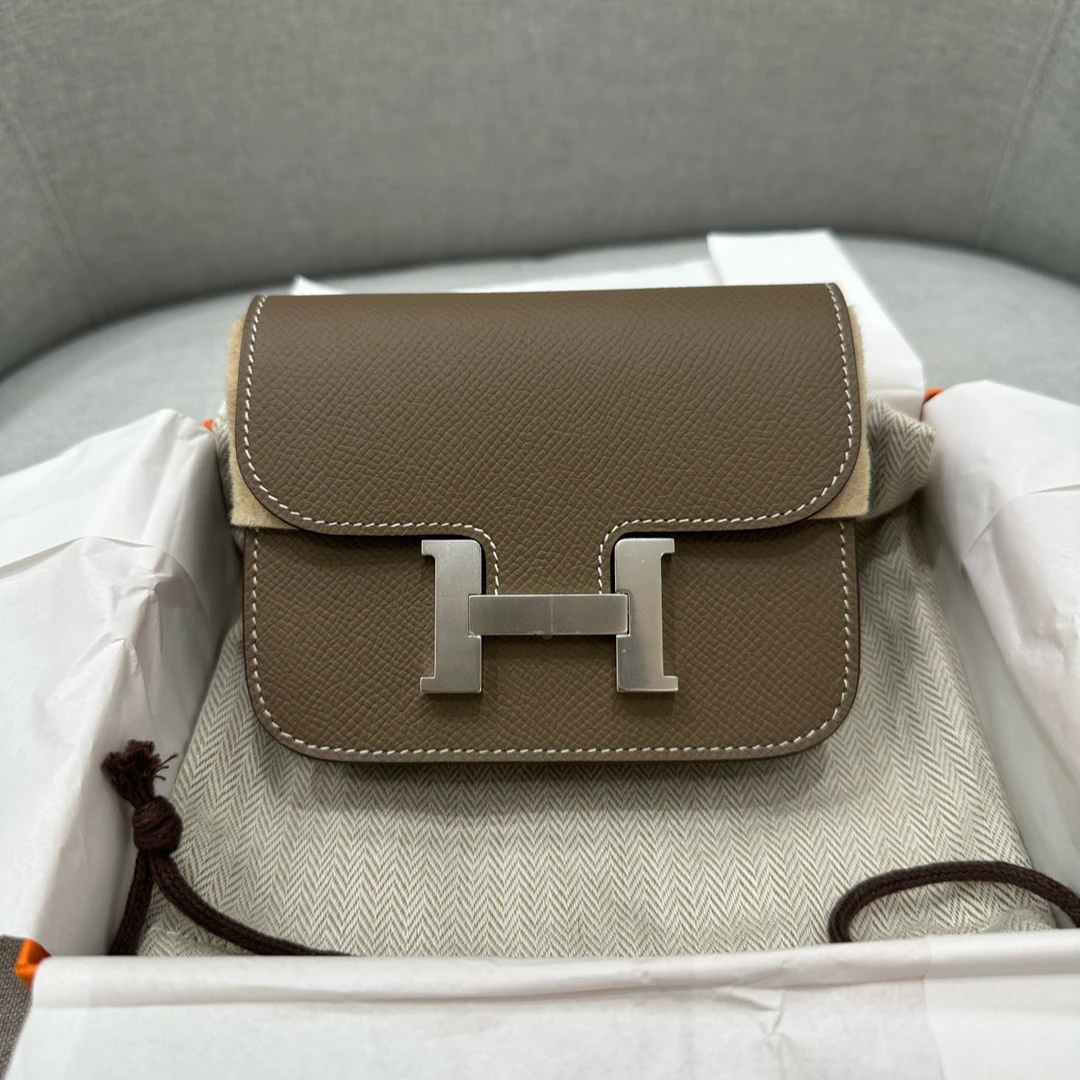 全新未使用 Hermes/爱马仕 宝利汇大象灰 康康slim e皮 银扣