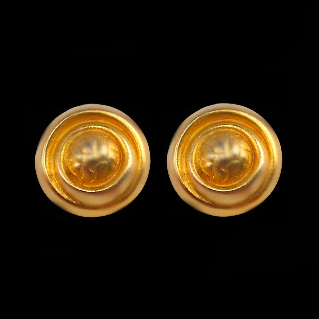 合金合成锆石耳饰 纪*梵希中古素金耳夹/M34278