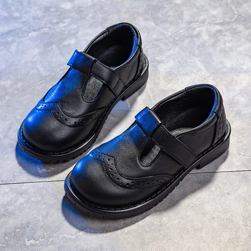 女童真皮小单鞋2023春季新款校园皮鞋软牛皮英伦黑色宝宝鞋公主鞋