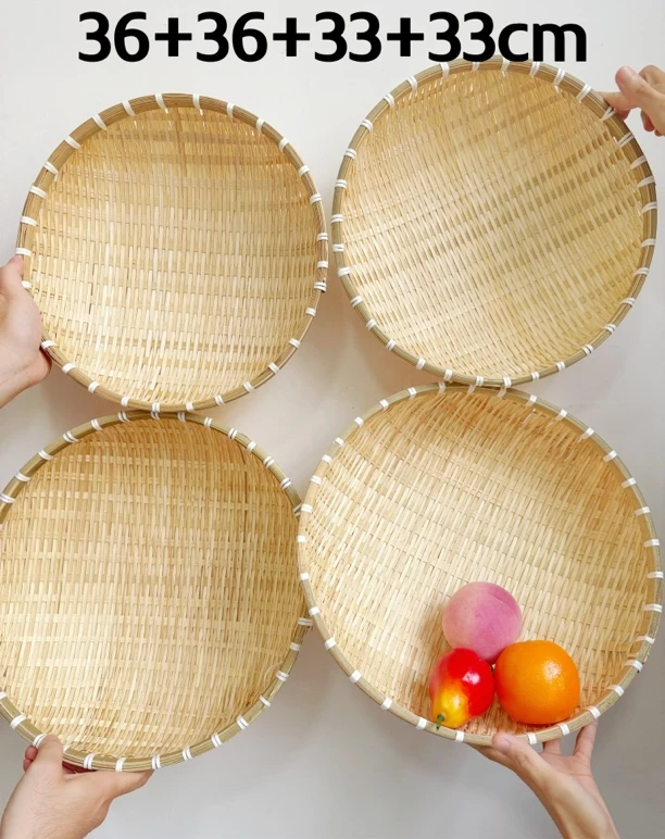 MQ197四个大号竹簸箕（36-36-33-33公分）馒头、水果、菜篮竹制品簸箕