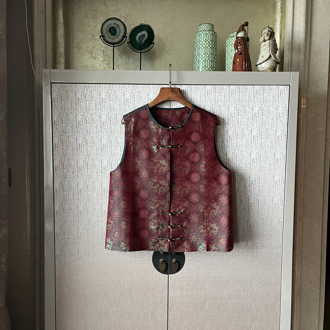 【双龙流丹】中式桑蚕外套丝圆领复古时尚气质休闲