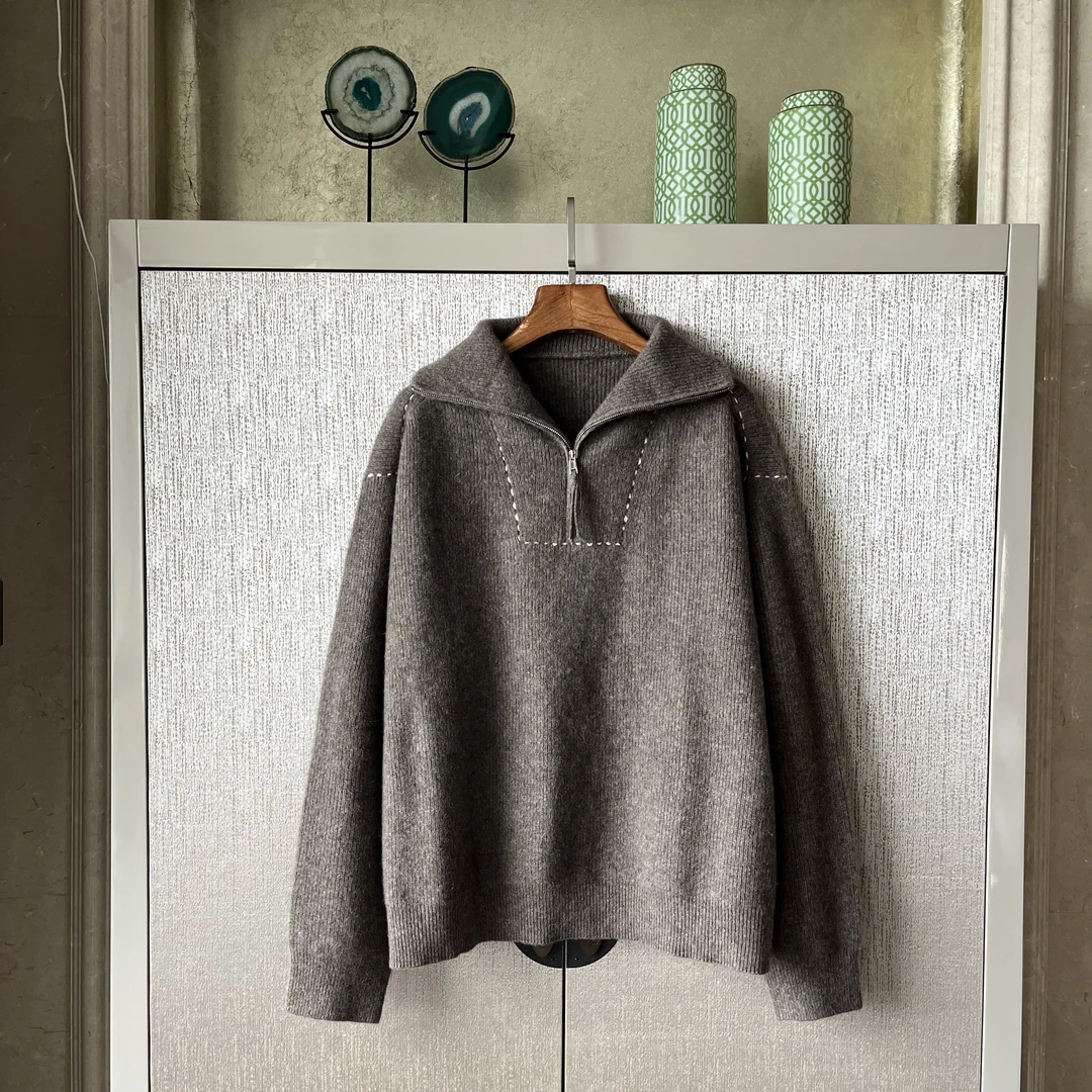 牦牛绒绵羊毛针织衫22针双股气质百搭