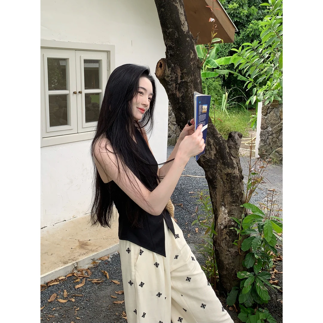 欣子野【沉迷】夏气质显瘦百搭小众设计收腰无袖女马甲上衣XZ12212C