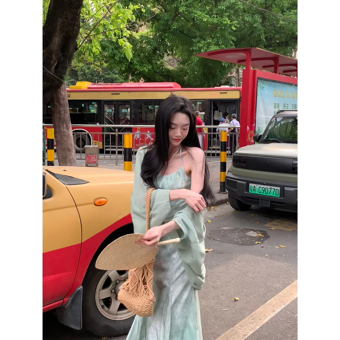 欣子野【青栀琉璃】夏季百搭小众设计女拼接女围脖上衣 xz10185G-A