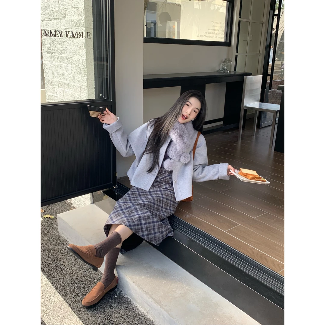 欣子野【温软写意】秋冬气质法式设计时尚宽松显瘦毛呢外套XZ13298W