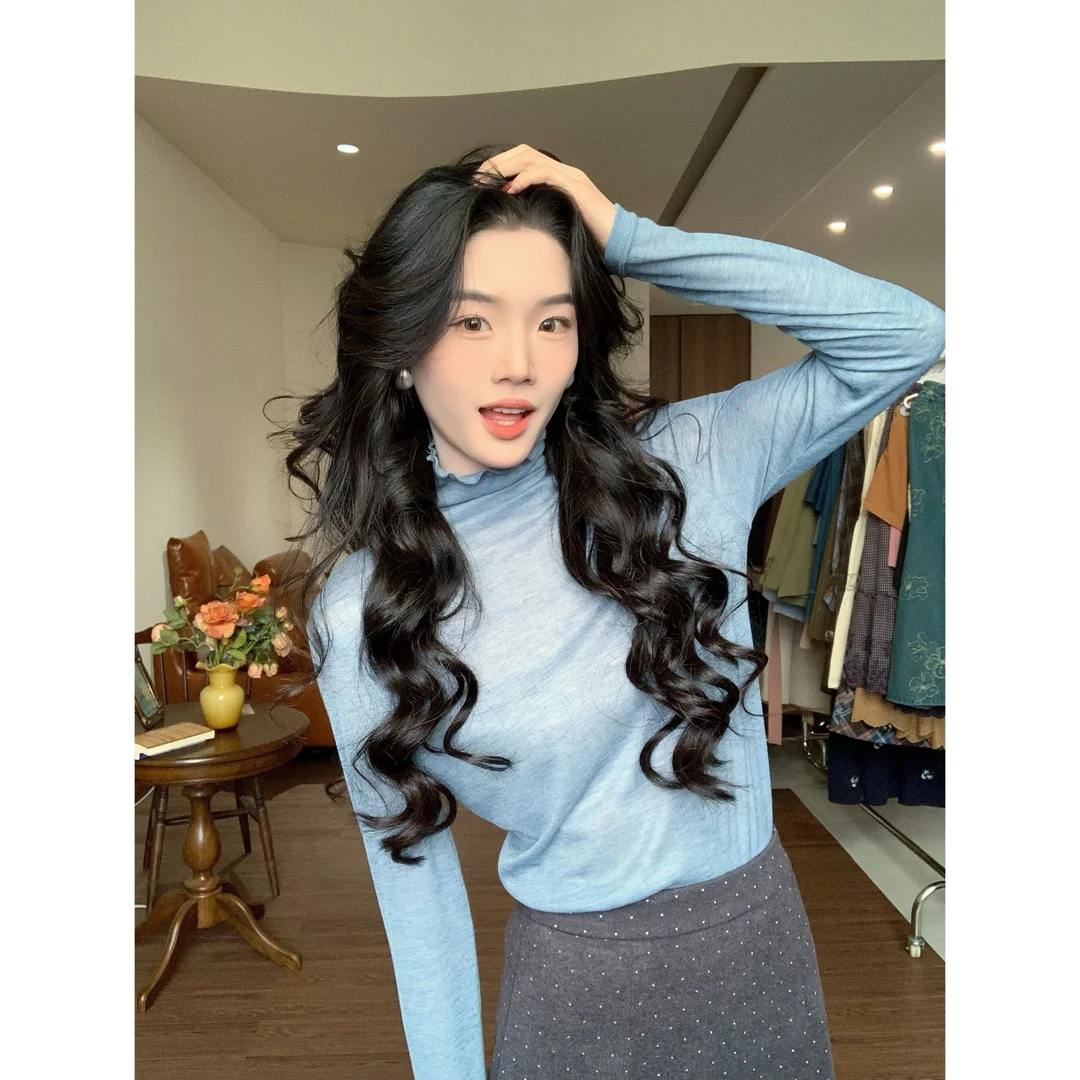 欣子野【私服】秋冬显瘦百搭小众设计女休闲针织T恤上衣XZ13329W