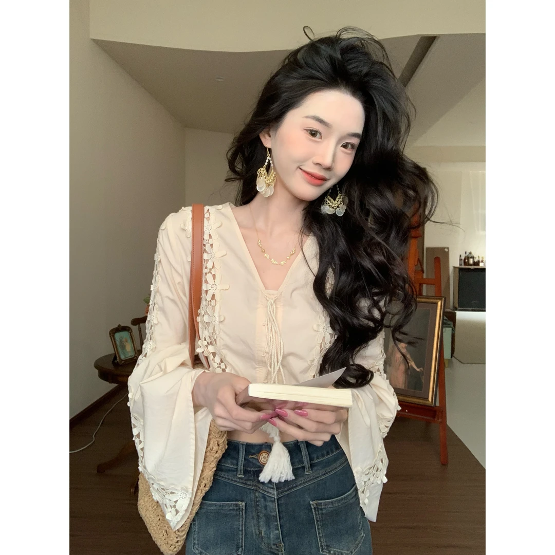 欣子野【氛围美女】夏气质显瘦百搭小众设计女手工开衫上衣XZ12282W