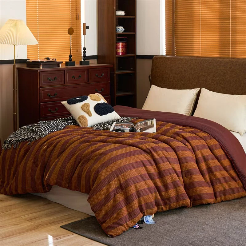 【金丝条纹】200*230cm双层纱高端亲肤舒适柔软轻奢加厚双面可用