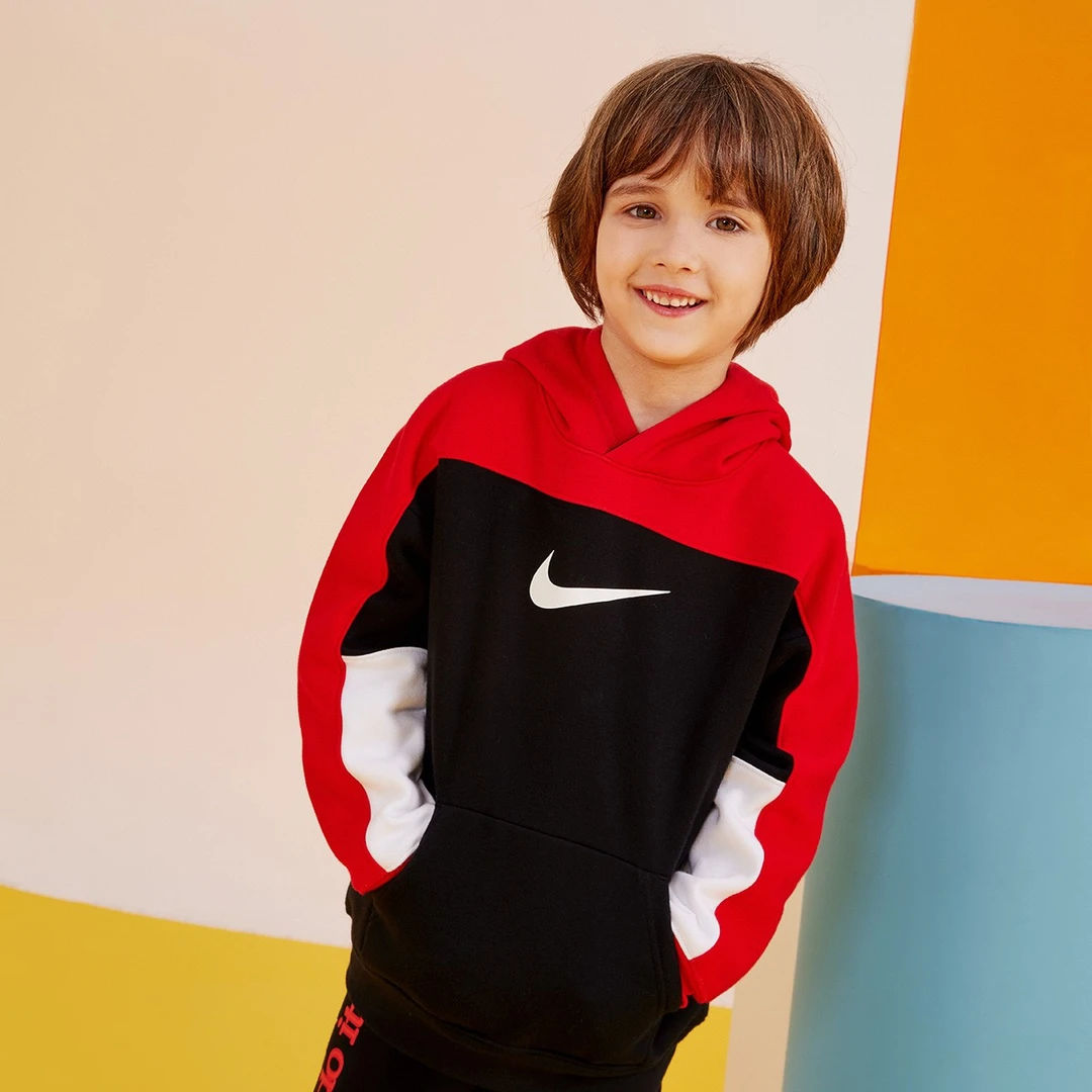 Nike 耐克童装儿童童装男童套头连帽卫衣运动长袖套头衫时尚I512