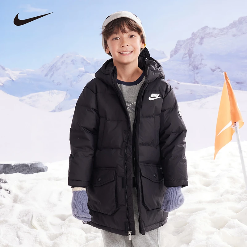Nike 耐克童装男女童秋冬保暖儿童轻羽绒中长款羽绒服NKN-HOK984
