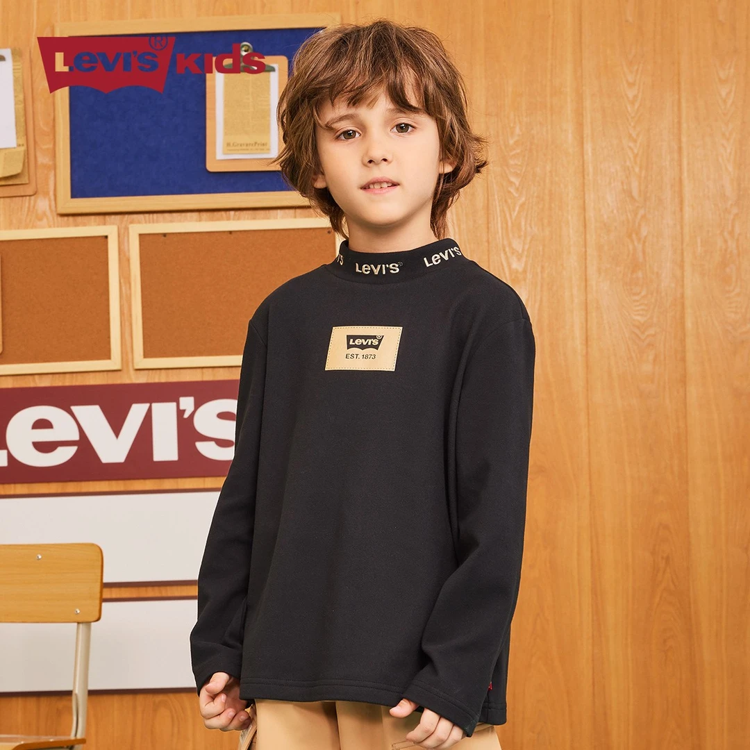 Levi's男童冬季双面绒保暖打底儿童高领套头圆领大童时尚款G026