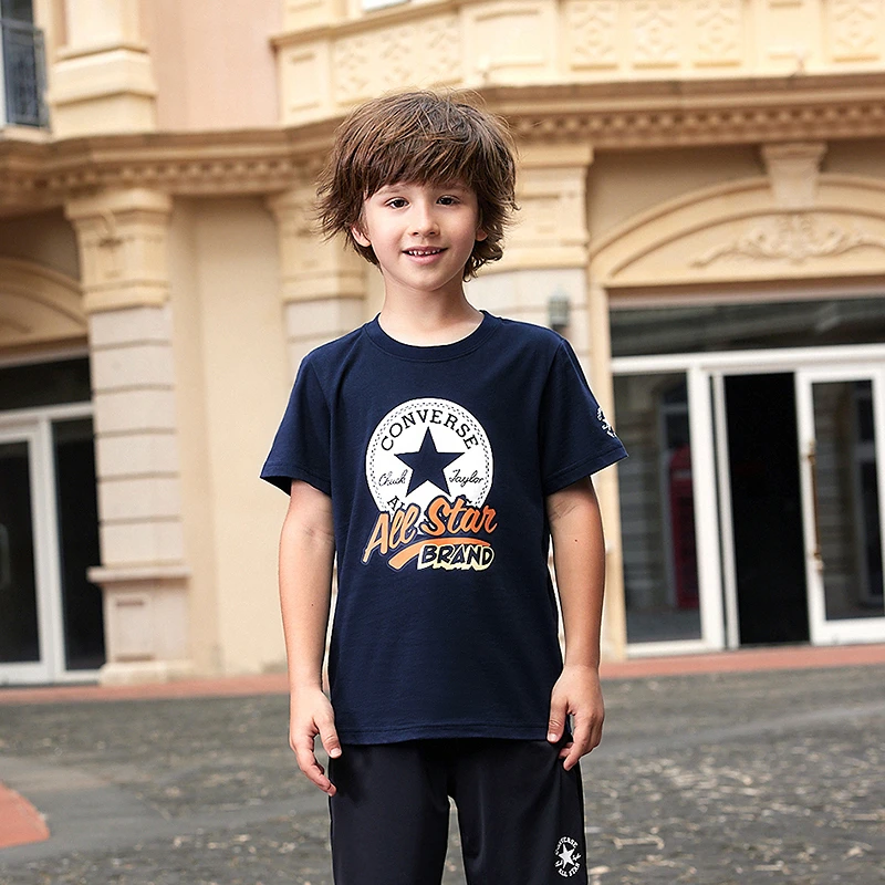 CONVERSE匡威童装男童短袖夏季新款女童纯棉打底衫G057