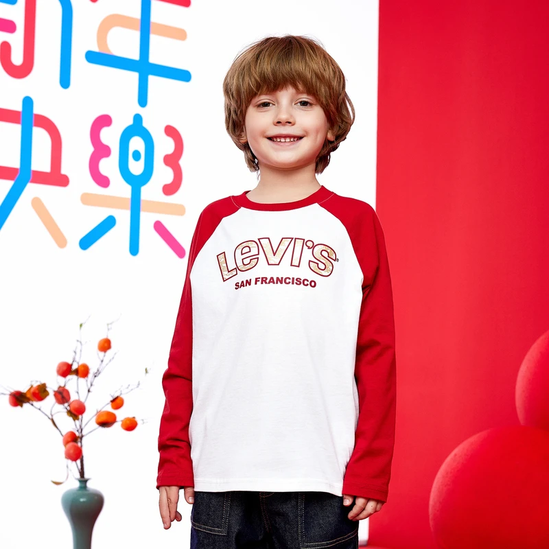 Levi's李维斯童装T恤新款拜年大童长袖T恤LVN-FF-N280