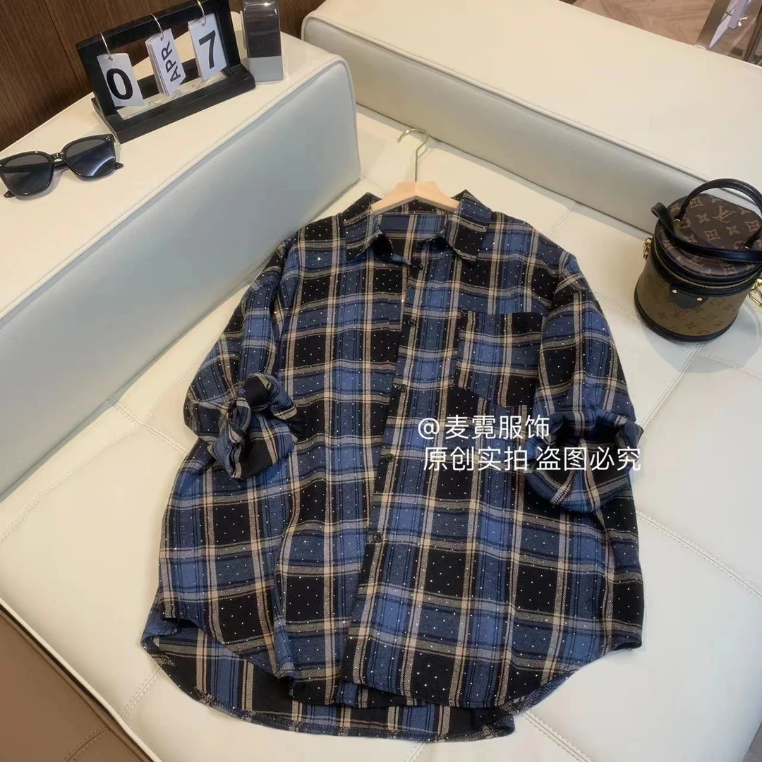 麦霓严选【满天星格子】新款设计洋气清新衬衫外套女衬衣长袖7960