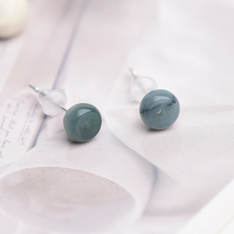 爆款天然a货翡翠老蓝水耳钉简单气质精致大方女款耳饰送闺蜜礼物